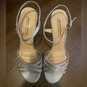 Badgley Mischka Glittering Silver Strappy Heels